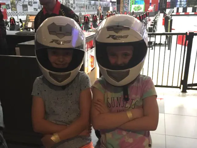 children with helmets on