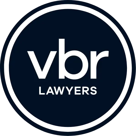 vbr lawyers white logo on a black background
